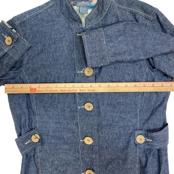 City Blues by Koret Jacket Small Denim Chambray Blue Large‎ Buttons Shacket - Picture 11 of 16